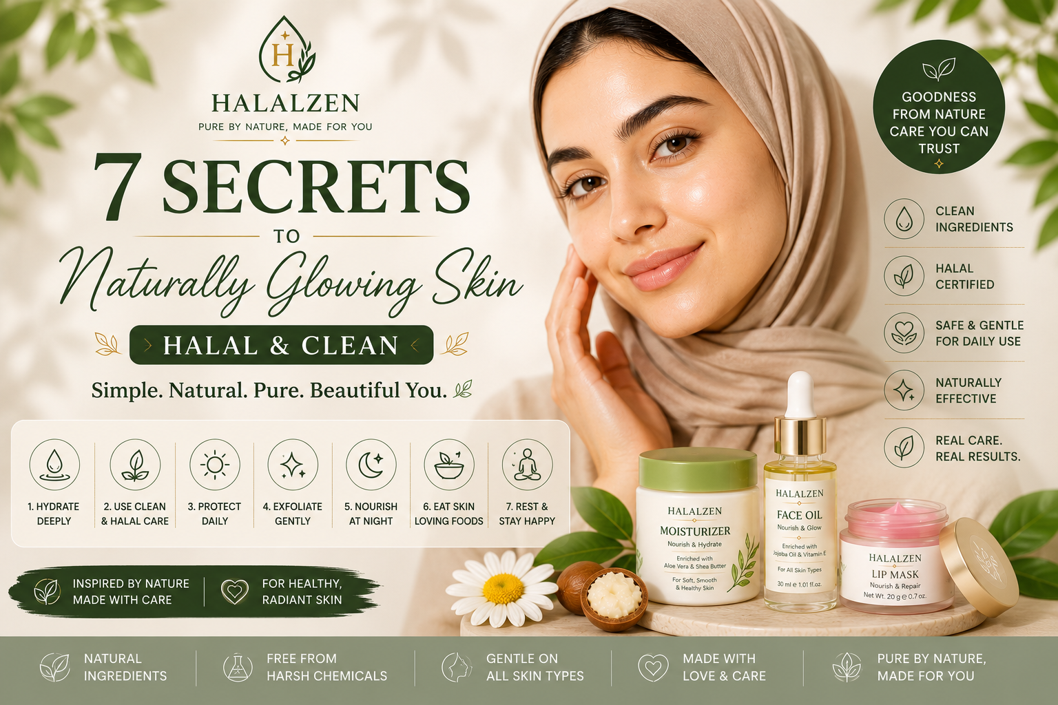 ✨ 7 Secrets to Naturally Glowing Skin (Halal & Clean)